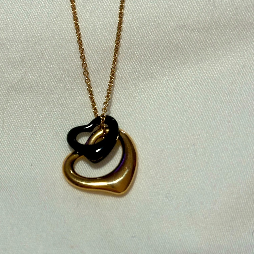 Tiffany & Co. Elsa Peretti open heart necklace- rose gold and black